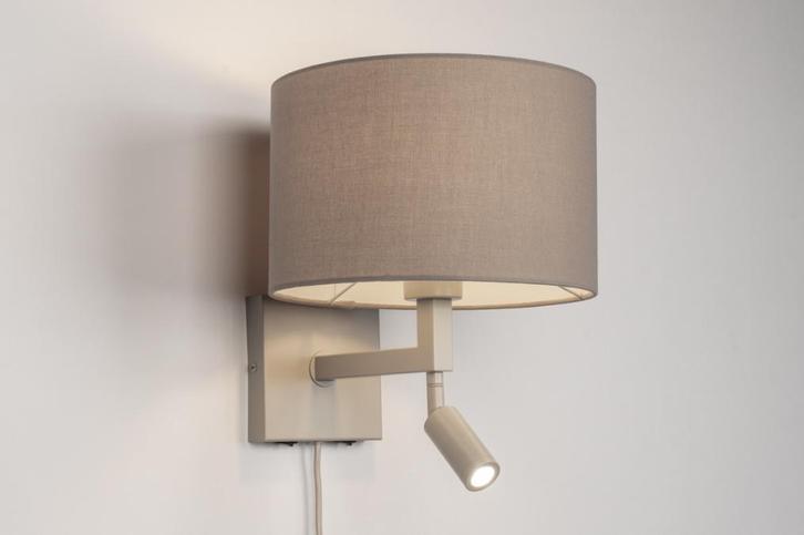Rietveld Wandlampen - Taupe, Beige, Zand - Stof, Metaal, Huis en Inrichting, Lampen | Wandlampen, Verzenden