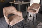 Design barkruk PARIS grijs fluweel met decoratieve quilting, Ophalen of Verzenden, Nieuw