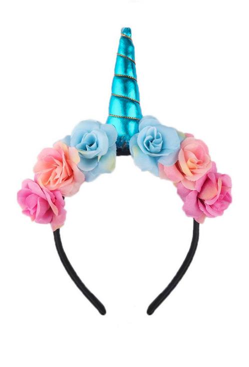 Bloemen Eenhoorn Haarband Blauw Unicorn Diadeem Blauwe Hoorn, Kleding | Dames, Carnavalskleding en Feestkleding, Accessoires, Nieuw