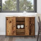 vidaXL Dressoir 100x35x70 cm bewerkt hout en staal oud, Verzenden, Nieuw, Overige houtsoorten, Minder dan 50 cm