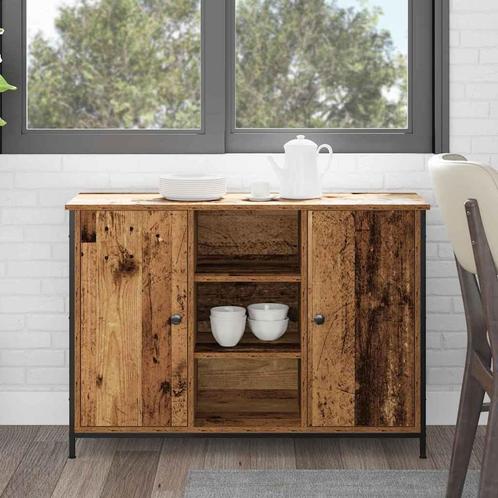 vidaXL Dressoir 100x35x70 cm bewerkt hout en staal oud, Huis en Inrichting, Kasten | Dressoirs, Nieuw, Minder dan 50 cm, Overige houtsoorten