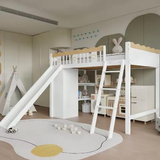 Hoog Kinderbed met Glijbaan en Opbergkast, Huis en Inrichting, Kasten | Overige, Nieuw, Verzenden