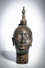 Bronzen koninklijk hoofd - Edo - Benin, Antiek en Kunst