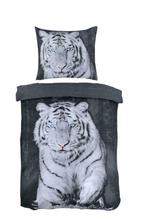 Witte Tijger Dekbedovertrek 140x220, Huis en Inrichting, Nieuw, Dekbedovertrek, Eenpersoons, Zwart