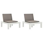 vidaXL Loungestoelen 2 st met kussens kunststof wit, Nieuw, Kunststof, Verzenden