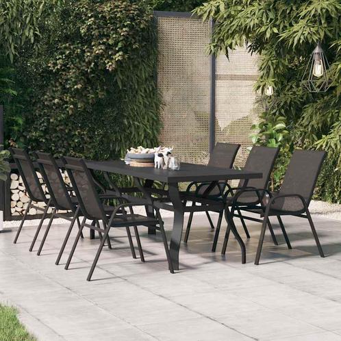 vidaXL Tuintafel 180x80x70 cm staal en glas zwart, Tuin en Terras, Tuintafels, Nieuw, Metaal, Verzenden