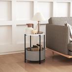 TRUUSK Bijzettafel met Stoffen Mand - Ronde Koffietafel met, Verzenden