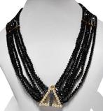 Choker halsketting - 18 karaat Geel goud Onyx - Saffier -, Sieraden, Tassen en Uiterlijk, Antieke sieraden