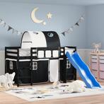 vidaXL Kinderhoogslaper met tunnel 90x190 cm grenenhout wit, Huis en Inrichting, 90 cm, Eenpersoons, Verzenden, Zwart