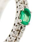 Ring - 18 karaat Witgoud Diamant (Natuurlijk) - Smaragd, Nieuw