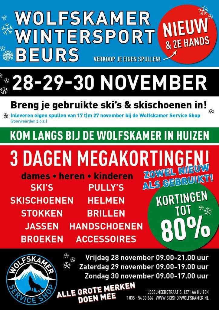 28-29-30 NOVEMBER WINTERSPORTLEEGVERKOOP KORTINGEN TOT 80%, Sport en Fitness, Skiën en Langlaufen, Skiën, Ski's, Nieuw, Carve