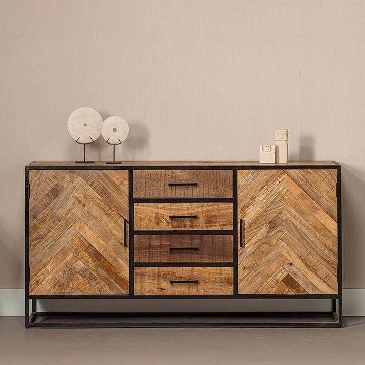 Dressoir Mangohout Gwenn 165 cm, Huis en Inrichting, Kasten | Dressoirs, 150 tot 200 cm, 25 tot 50 cm, Nieuw, Overige houtsoorten