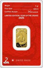 5 Gram Goudbaar - Argor-Heraeus Year of the Snake, Postzegels en Munten, Verzenden, Goud