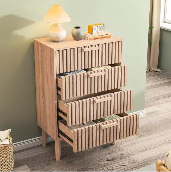 Houten Ladekast met 4 Lades –Dressoir en Opbergkast 60x34x91, Huis en Inrichting, Kasten | Ladekasten, Nieuw, Verzenden