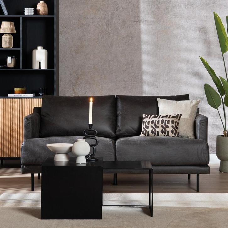 40% Korting: Industriële bank 2,5-zits Denver antraciet, Huis en Inrichting, Banken | Bankstellen, Zo goed als nieuw, Leer, Ophalen