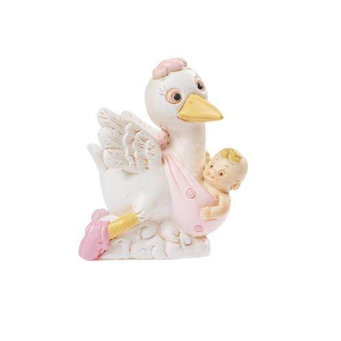 Taarttopper Ooievaar Roze Polystone 5,5cm, Hobby en Vrije tijd, Taarten en Cupcakes maken, Nieuw, Verzenden