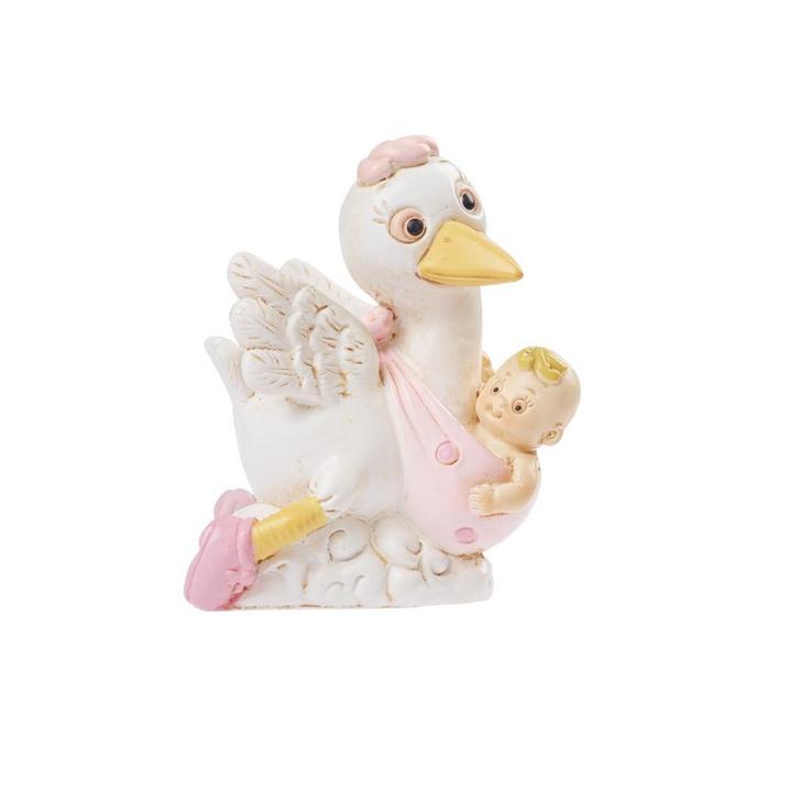 Taarttopper Ooievaar Roze Polystone 5,5cm, Hobby en Vrije tijd, Taarten en Cupcakes maken, Nieuw, Verzenden