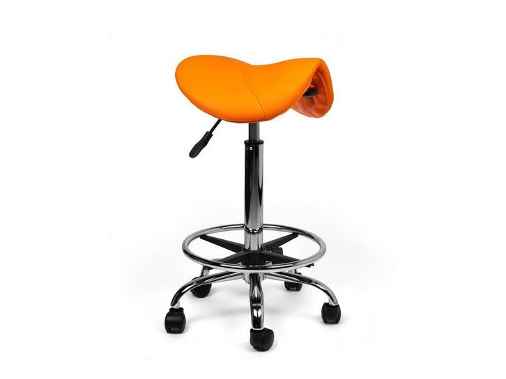 Zadelkruk Oranje - Hoge uitvoering met Voetsteun, Huis en Inrichting, Krukjes, In hoogte verstelbaar, Nieuw, Kunststof