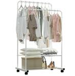 Kledingrek van ijzer op wielen wit | Nieuw | 80x50x150cm, Kleding | Dames, Kledingrekken, Verzenden, Met wielen, Nieuw
