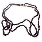 Antieke granaat kralen sautoir met gouden sierslot (Ketting), Sieraden, Tassen en Uiterlijk, Kettingen, Gebruikt, Overige kleuren