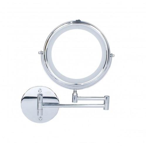 Verlichte Scheerspiegel met Telescopische Arm - 360° Draa.., Antiek en Kunst, Antiek | Spiegels, Minder dan 50 cm, Rond, Minder dan 100 cm