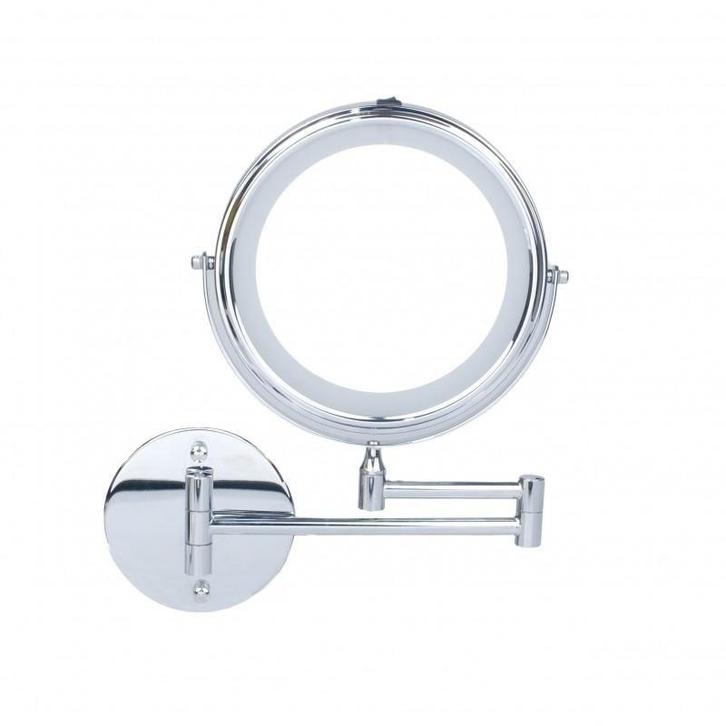 Verlichte Scheerspiegel met Telescopische Arm - 360° Draa.., Antiek en Kunst, Antiek | Spiegels, Minder dan 50 cm, Rond, Minder dan 100 cm