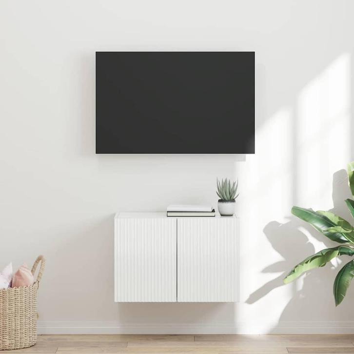 vidaXL TV-wandkast Hoogglans wit 59,5 x 31 x 40 cm Bewerkt, Huis en Inrichting, Kasten | Televisiemeubels, Nieuw, Minder dan 50 cm