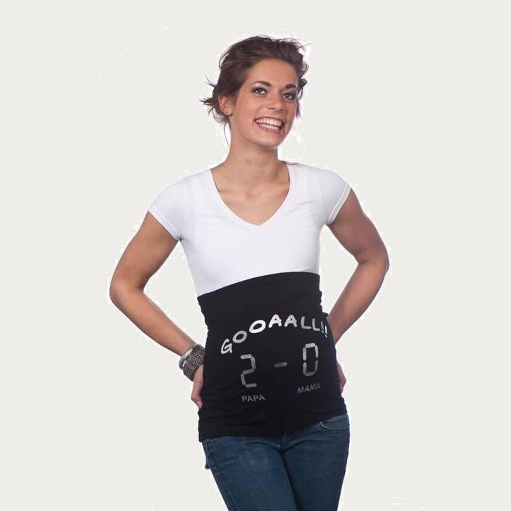 Op en Top Zwanger Zwangerschaps Buikband Gooaall 2-0 Zwart, Kleding | Dames, Positiekleding, Nieuw, Verzenden