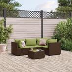 vidaXL 5-delige Loungeset met kussens poly rattan bruin, Verzenden, Nieuw, Rotan, Loungeset