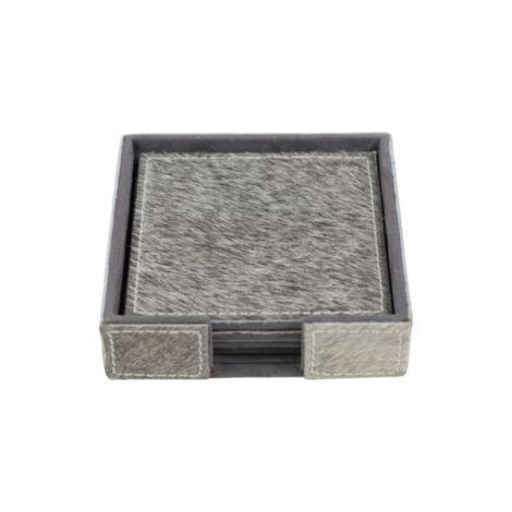 onderzetter koehuid vierkant grijs 10cm (set of 4), Huis en Inrichting, Woonaccessoires | Overige, Verzenden