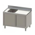 RVS spoeltafel met schuifdeuren | 140x60x90 cm HorecaTraders, Verzenden, Nieuw in verpakking