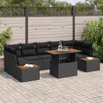 vidaXL 8-delige tuinset met kussens in zwart poly rattan en, Tuin en Terras, Tuinsets en Loungesets, Verzenden, Nieuw, Rotan, Tuinset