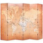 vidaXL Kamerscherm inklapbaar wereldkaart 228x170 cm geel, Verzenden, Nieuw