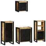 vidaXL Badkamermeubelset met plank 4 pcs Bruin Massief Mango, Verzenden, Nieuw