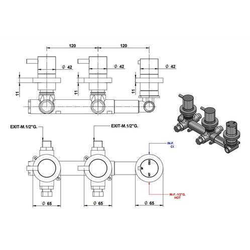 Inbouw Douchekraan Bongio Squandra Thermostatisch met 2, Doe-het-zelf en Verbouw, Sanitair, Ophalen of Verzenden