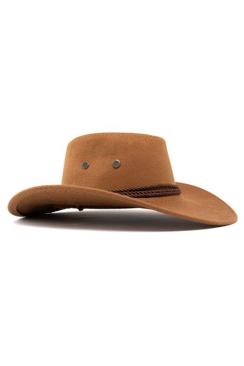 Cowboyhoed Bruin Suede Bruine Suedelook Cowboy Western Hoed, Kleding | Heren, Carnavalskleding en Feestkleding, Nieuw, Overige maten