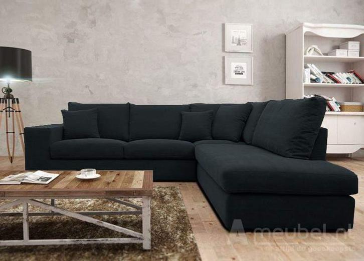 Hoekbank Gouda - hoekbanken - Zwart, Huis en Inrichting, Banken | Sofa's en Chaises Longues, 150 cm of meer, Nieuw, 250 tot 300 cm