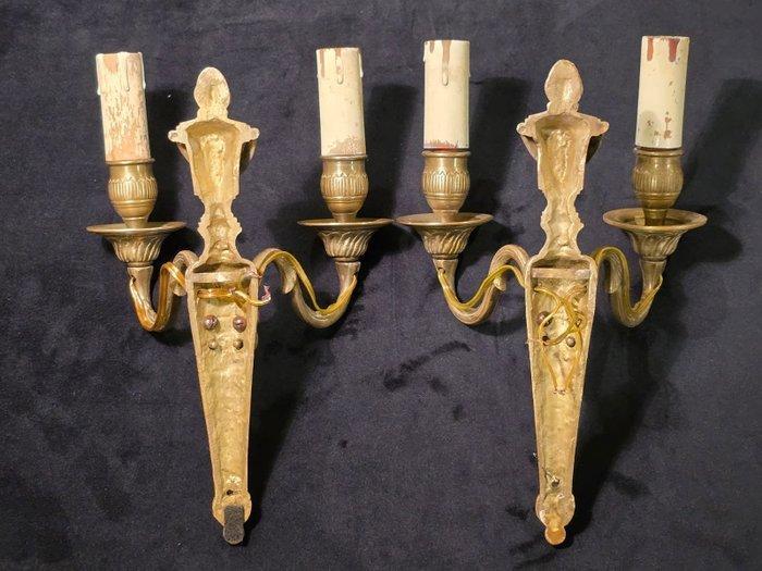 Wandkandelaar (2) - Verguld brons - Bronzen muurdecoraties, Antiek en Kunst, Antiek | Overige Antiek