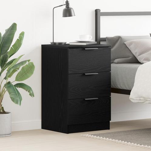 vidaXL Zwarte Eiken Nachtkast - 40x65x65 cm, Huis en Inrichting, Slaapkamer | Nachtkastjes, Nieuw, Hout, Verzenden