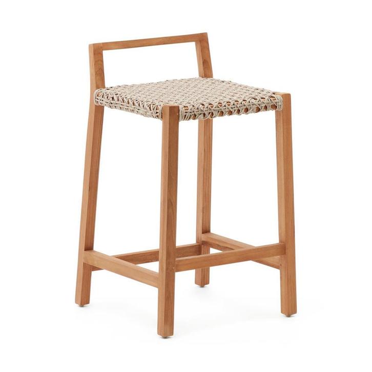 *WOONWINKEL* Kave Home Giverola Bohemian Tuin Barkruk Teakho, Tuin en Terras, Tuinsets en Loungesets, Nieuw, Rotan, Verzenden