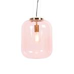 Art Deco hanglamp messing met roze glas - Bliss, Huis en Inrichting, Lampen | Hanglampen, Nieuw, Glas, Art Deco, 75 cm of meer