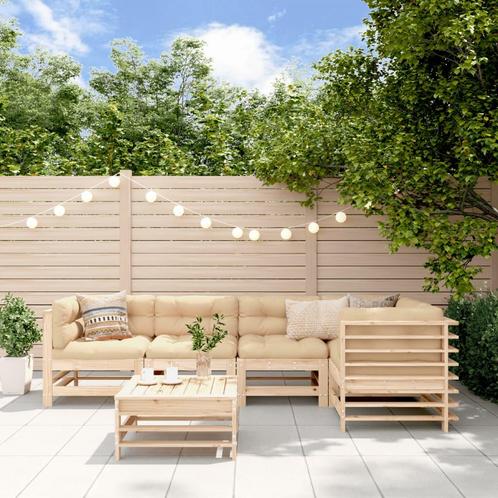 vidaXL 6-delige Loungeset met kussens massief hout, Tuin en Terras, Tuinsets en Loungesets, Loungeset, Nieuw, 6 zitplaatsen, Hout