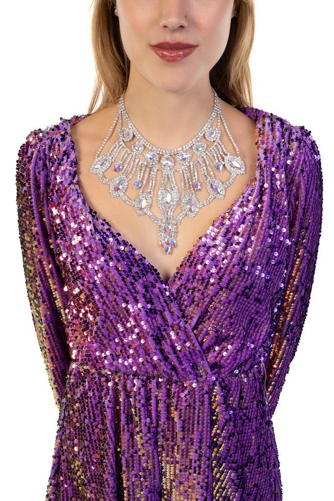 Grote Diamanten Zilveren Halsketting Ketting Zilver Glitter, Sieraden, Tassen en Uiterlijk, Kettingen, Zilver, Nieuw, Verstelbaar