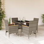 vidaXL 5-delige Tuinset met kussens poly rattan en glas, Tuin en Terras, Tuinsets en Loungesets, 4 zitplaatsen, Nieuw, Tuinset