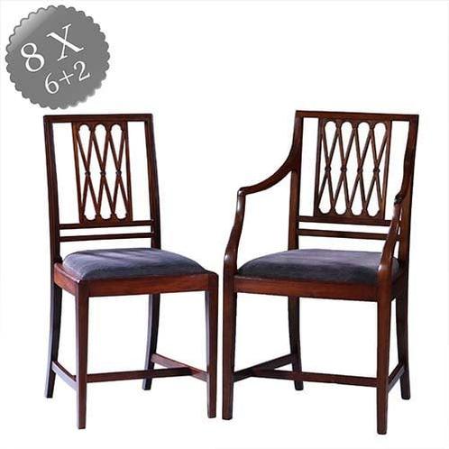 Stel van 8 antieke stoelen ca 1890 2 met armleuningen incl h, Antiek en Kunst, Antiek | Meubels | Stoelen en Banken, Ophalen of Verzenden
