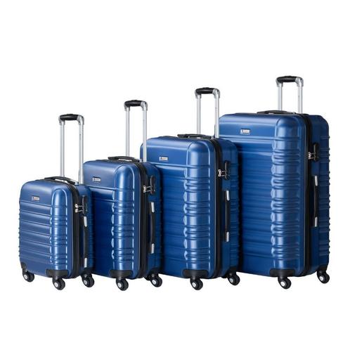 Trolley Reiskofferset / Kofferset - 4-delig - Blauw - ABS, Sieraden, Tassen en Uiterlijk, Koffers, 45 tot 55 cm, 70 cm of meer