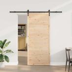 vidaXL Schuifdeur Bruin 90 x 208 cm Massief grenenhout, Doe-het-zelf en Verbouw, Deuren en Horren, Verzenden, Nieuw