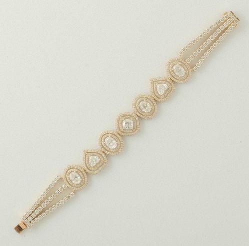 Tennis armband - 14 karaat Geel goud - 15.72ct. tw. Diamant, Sieraden, Tassen en Uiterlijk, Antieke sieraden