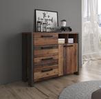 Commode - Eiken /Grijs - 106 cm - Ladekast - Dressoir - Kast, Huis en Inrichting, Kasten | Dressoirs, Nieuw, 25 tot 50 cm, Industrieel