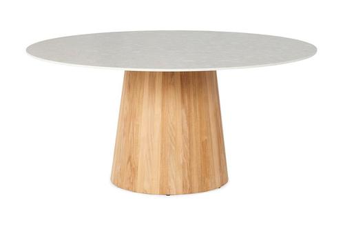 SUNS Sorolo Ronde Tuintafel - Neolith® Terrazzo Light Taupe, Tuin en Terras, Tuintafels, Nieuw, Hout, Rond, Verzenden